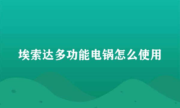 埃索达多功能电锅怎么使用