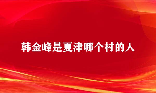 韩金峰是夏津哪个村的人