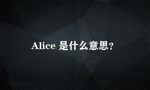 Alice 是什么意思？