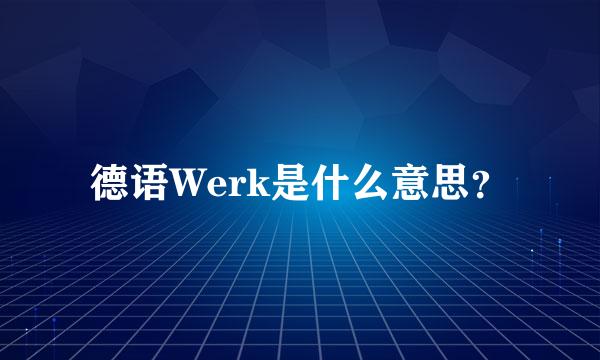 德语Werk是什么意思？