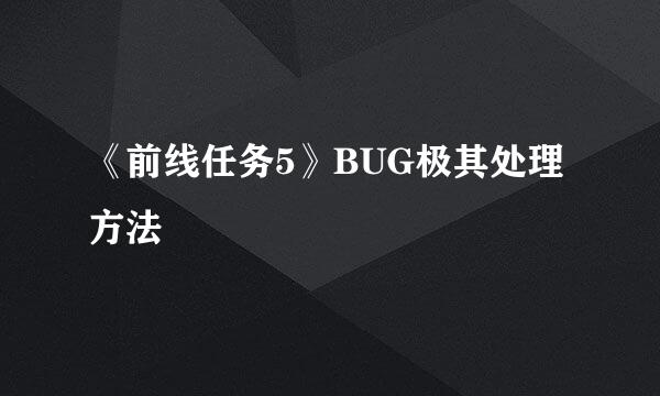 《前线任务5》BUG极其处理方法