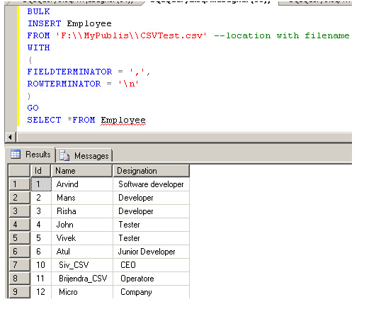 如何使用BULK INSERT将CSV或TXT文件导入到SQL Server中