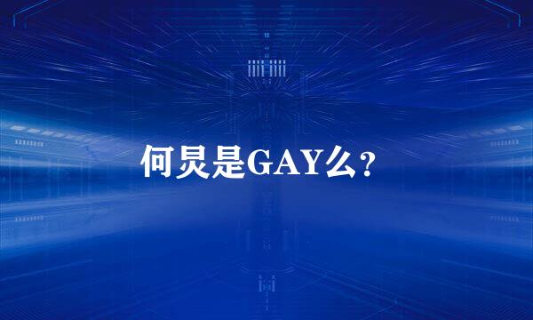 何炅是GAY么？