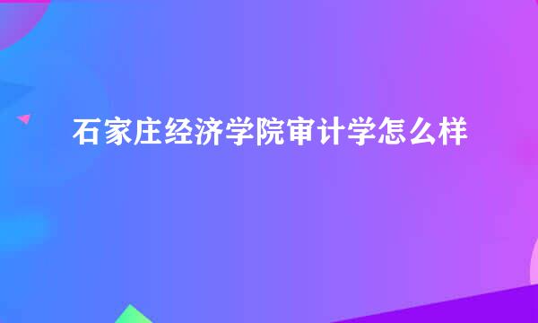 石家庄经济学院审计学怎么样