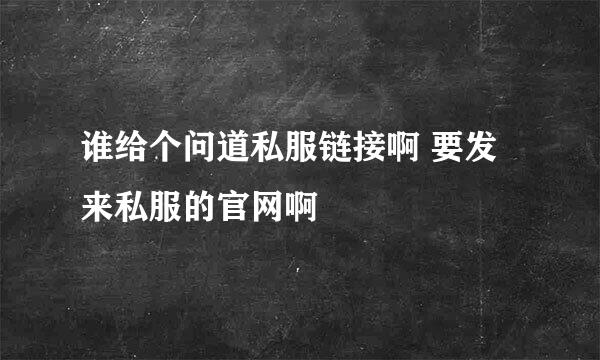 谁给个问道私服链接啊 要发来私服的官网啊