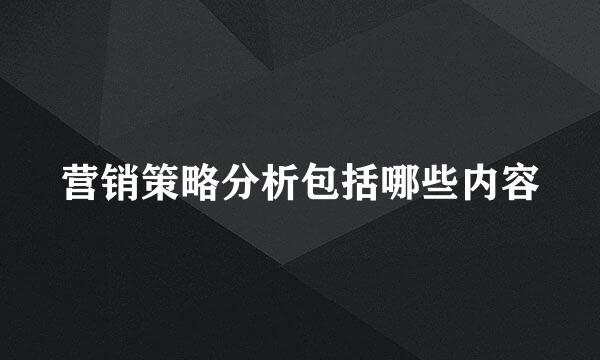 营销策略分析包括哪些内容