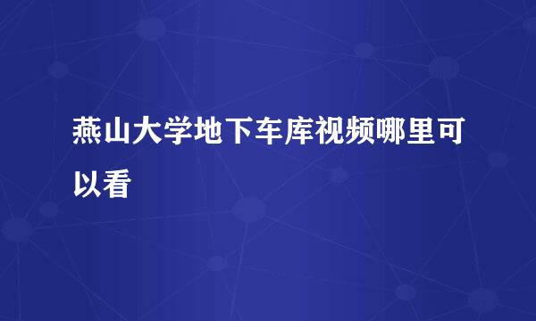 燕山大学地下车库视频哪里可以看