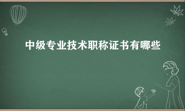 中级专业技术职称证书有哪些