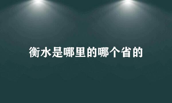 衡水是哪里的哪个省的