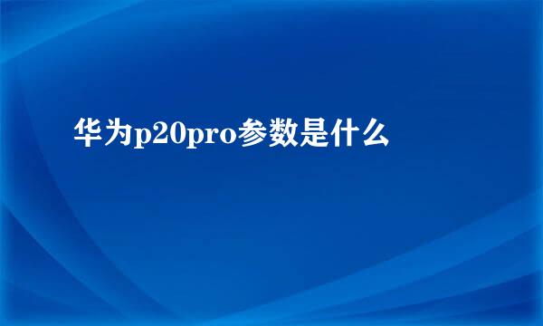 华为p20pro参数是什么