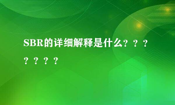 SBR的详细解释是什么？？？？？？？