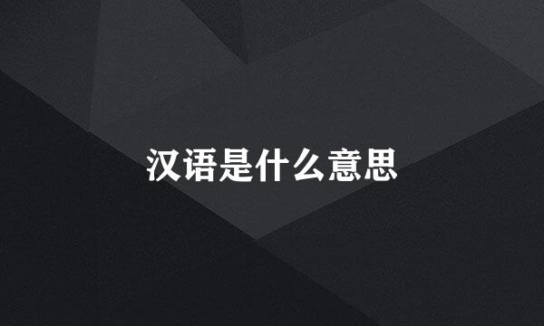 汉语是什么意思