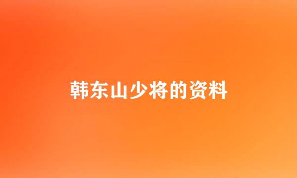 韩东山少将的资料