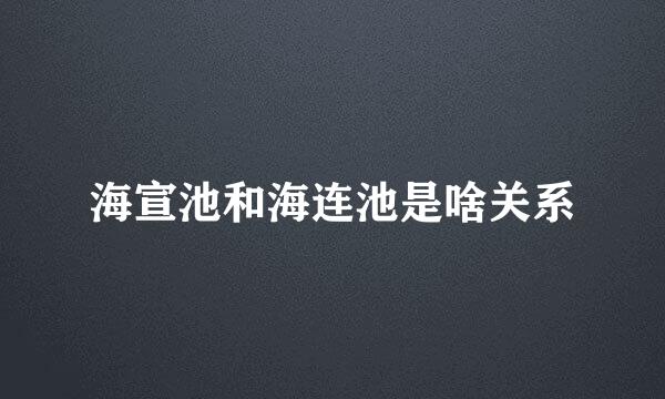 海宣池和海连池是啥关系