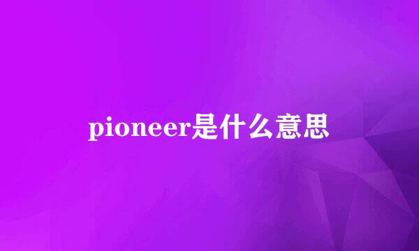 pioneer是什么意思