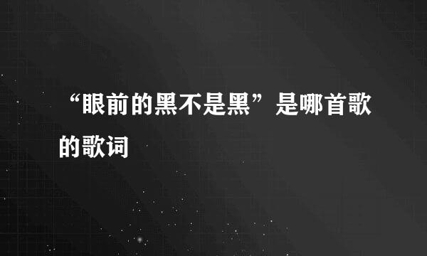 “眼前的黑不是黑”是哪首歌的歌词