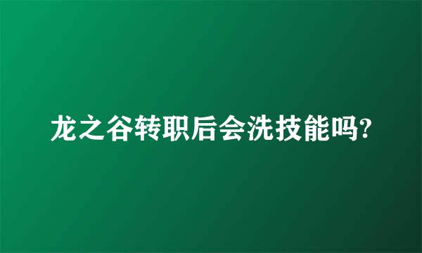 龙之谷转职后会洗技能吗?