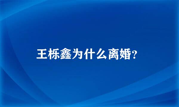 王栎鑫为什么离婚？