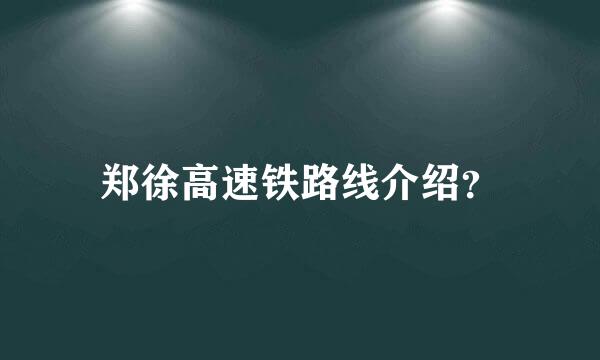 郑徐高速铁路线介绍？