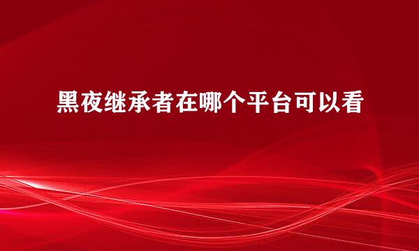 黑夜继承者在哪个平台可以看