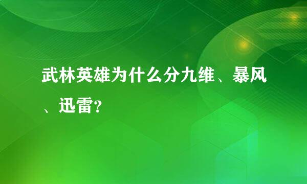 武林英雄为什么分九维、暴风、迅雷？