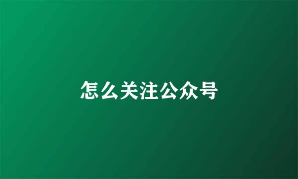 怎么关注公众号