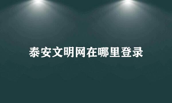 泰安文明网在哪里登录