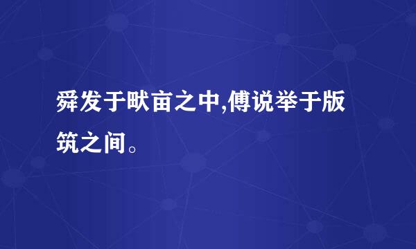 舜发于畎亩之中,傅说举于版筑之间。