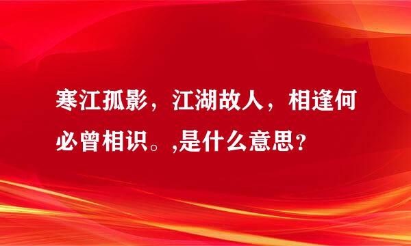 寒江孤影，江湖故人，相逢何必曾相识。,是什么意思？