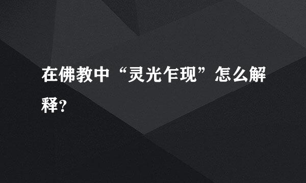 在佛教中“灵光乍现”怎么解释？