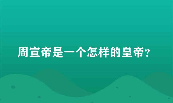 周宣帝是一个怎样的皇帝？