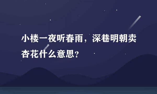 小楼一夜听春雨，深巷明朝卖杏花什么意思？