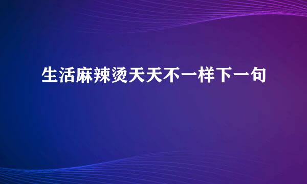 生活麻辣烫天天不一样下一句