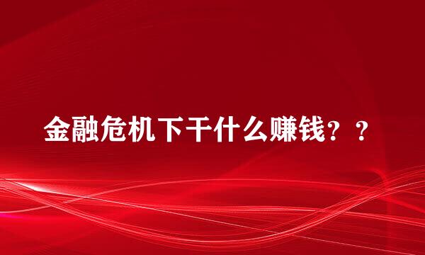 金融危机下干什么赚钱？？