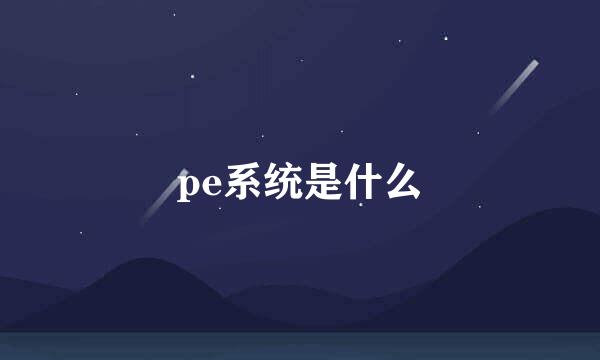 pe系统是什么