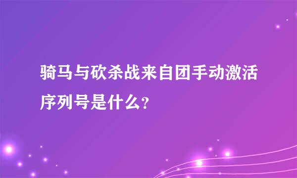 骑马与砍杀战来自团手动激活序列号是什么？