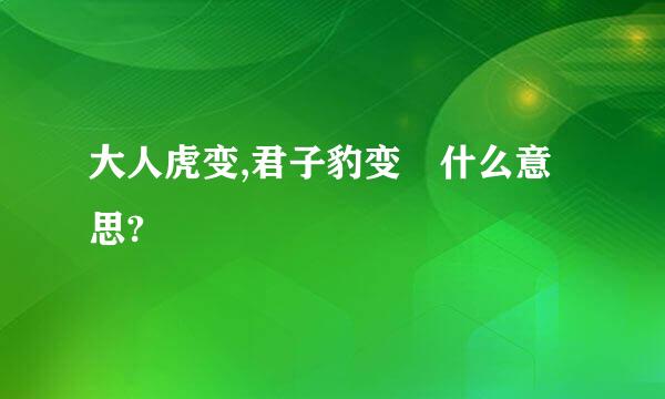 大人虎变,君子豹变 什么意思?