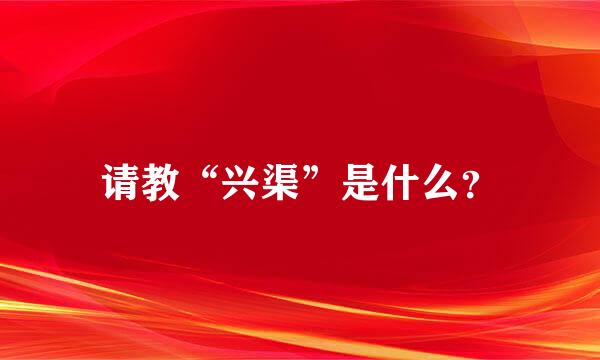 请教“兴渠”是什么？