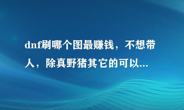 dnf刷哪个图最赚钱，不想带人，除真野猪其它的可以单刷任何级别