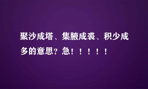 聚沙成塔、集腋成裘、积少成多的意思？急！！！！！