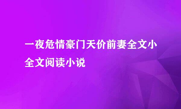 一夜危情豪门天价前妻全文小全文阅读小说