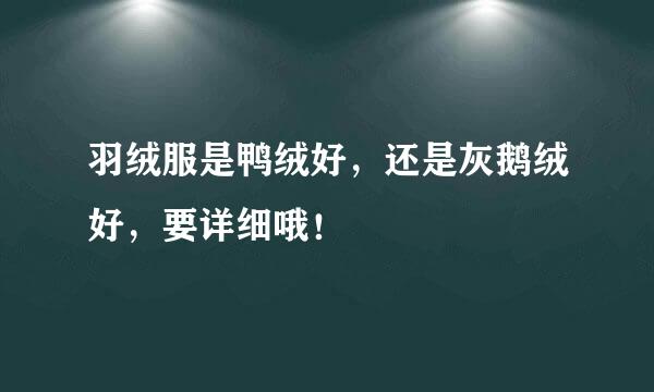 羽绒服是鸭绒好，还是灰鹅绒好，要详细哦！