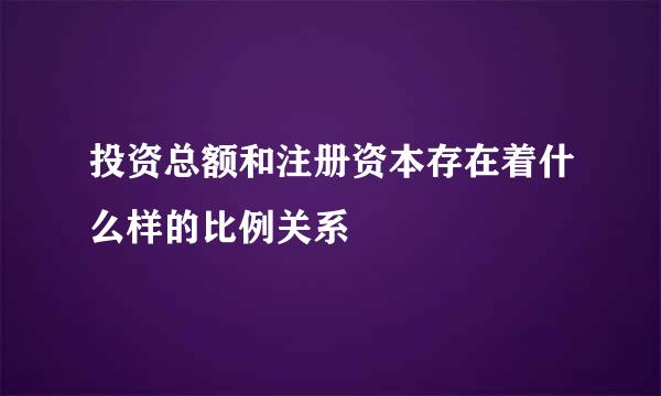 投资总额和注册资本存在着什么样的比例关系