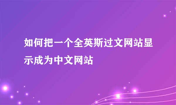 如何把一个全英斯过文网站显示成为中文网站