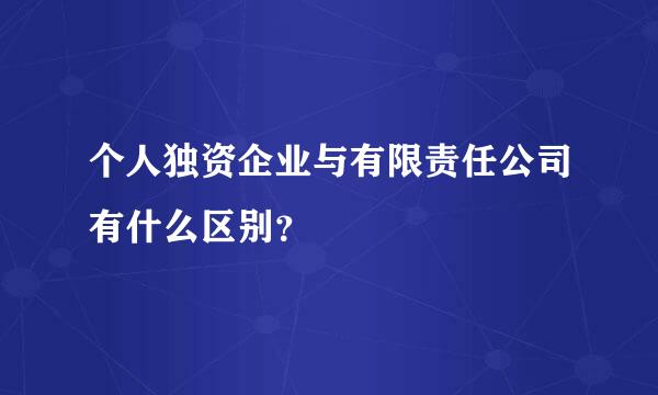 个人独资企业与有限责任公司有什么区别？