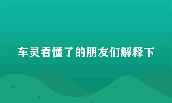 车灵看懂了的朋友们解释下