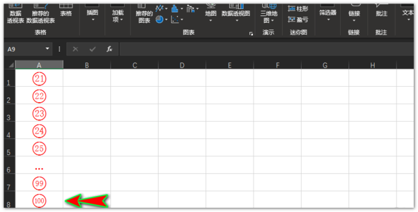 在excel中如何打20以后的数字圆圈