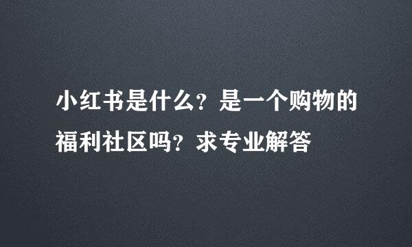 小红书是什么？是一个购物的福利社区吗？求专业解答