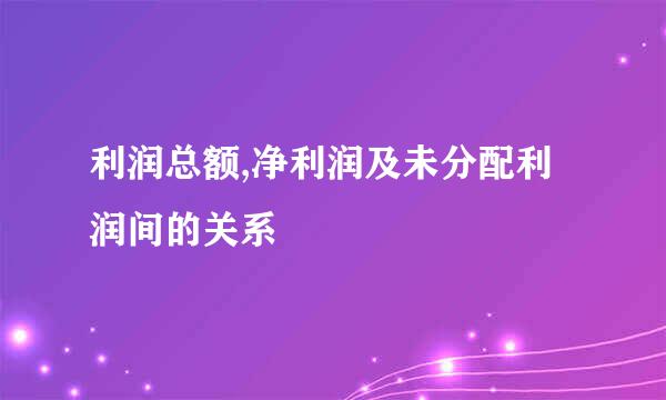 利润总额,净利润及未分配利润间的关系