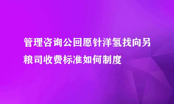 管理咨询公回愿针洋氢找向另粮司收费标准如何制度